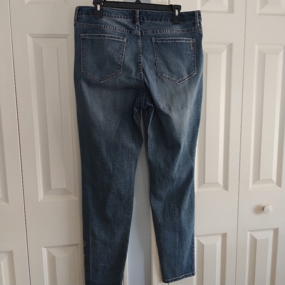 Vintage America Applique Boho Skinny Jeans 14R - Picture 6 of 14